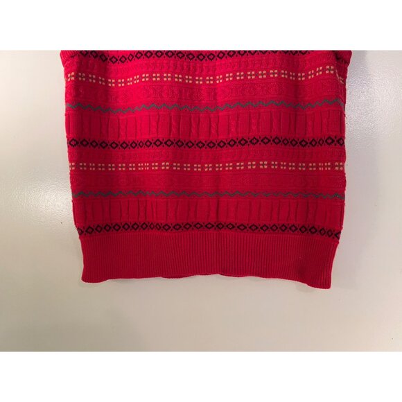 Vintage V-Neck Vest Sweater~Geometric Sleeveless Pullover L - Picture 8 of 11